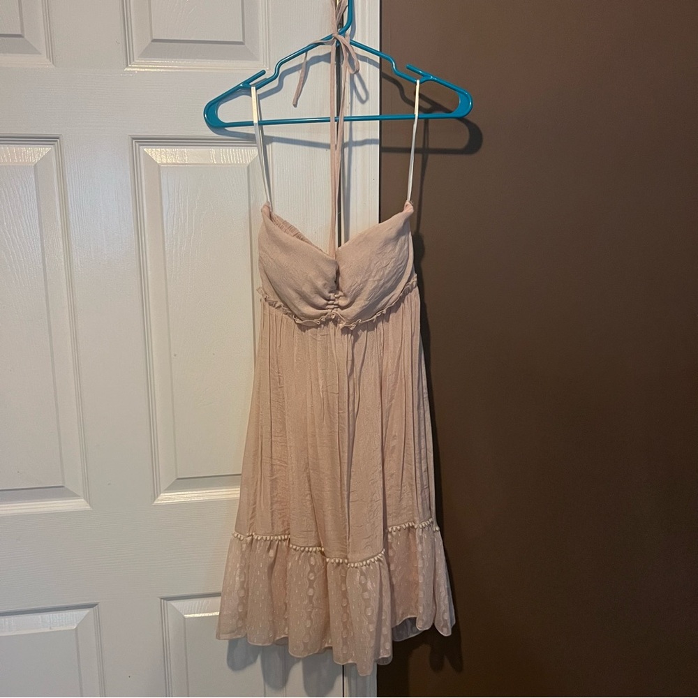 Elegant Pink Halter Dress
